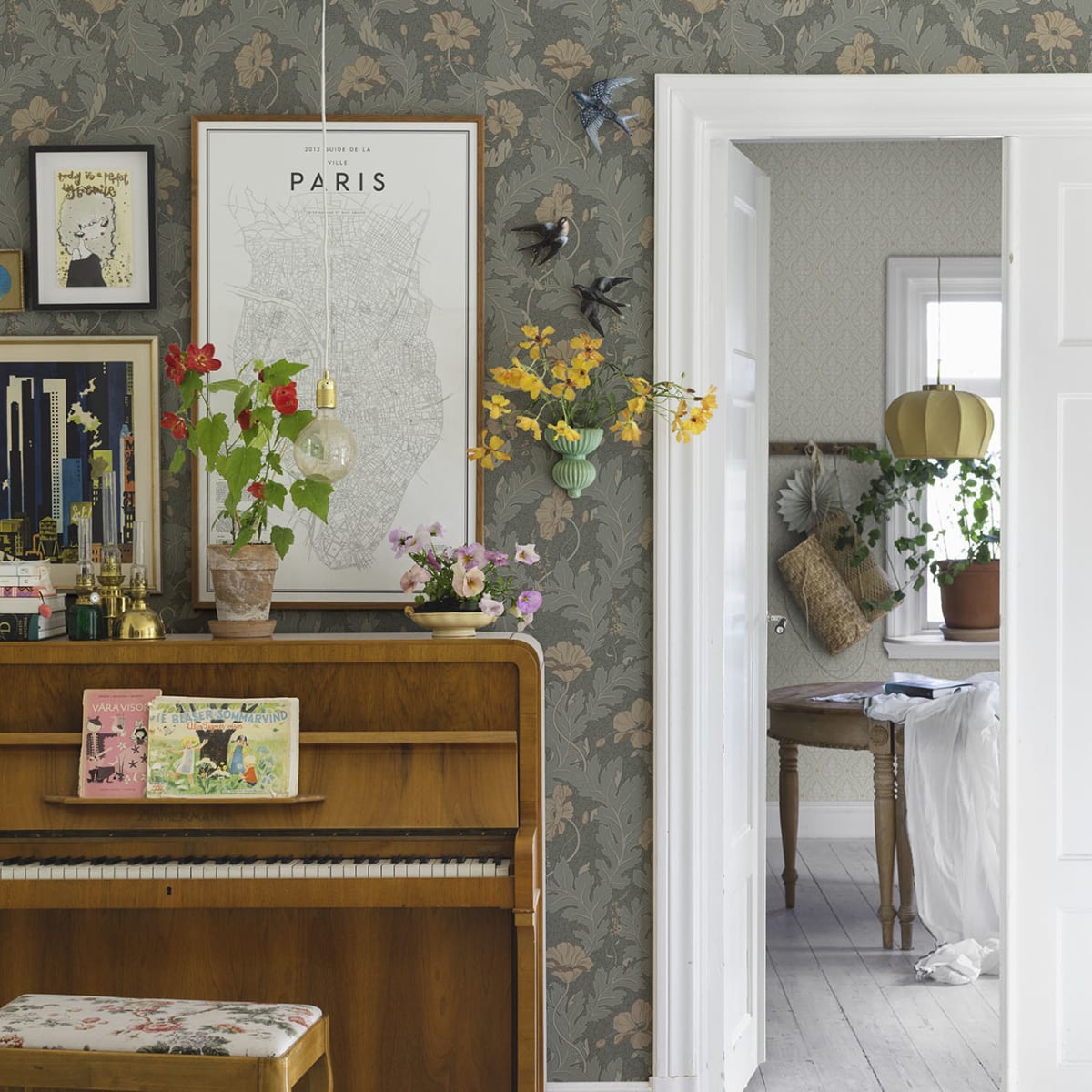 Charlotta Wallpaper - Forest Green - Sandberg - 830-78 - Premier Wallcovering