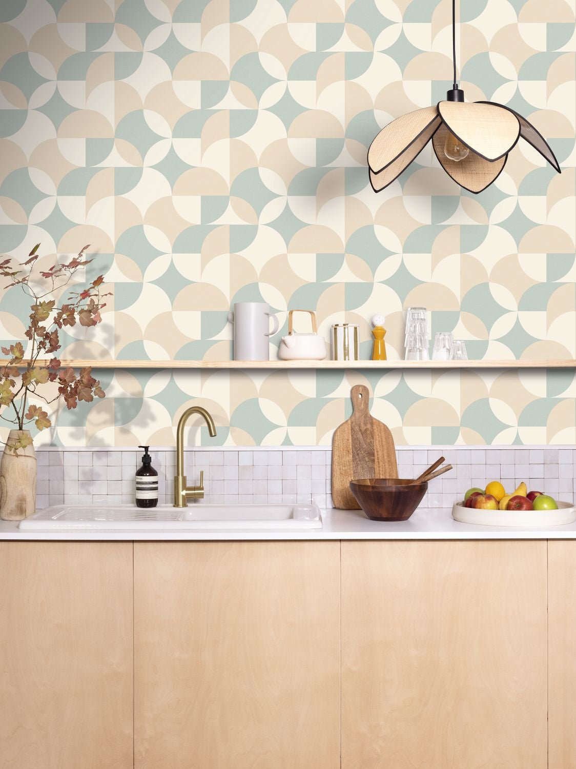 Charly Wallpaper - Beige Bleu - Caselio - 106441060 - Premier Wallcovering