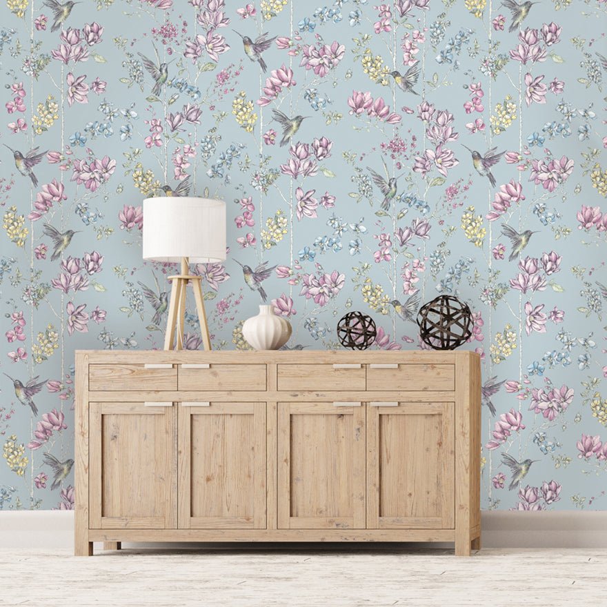 Charm Wallpaper - Duck Egg/Pink - Holden Décor - 12391 - Premier Wallcovering