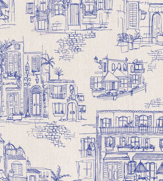 Charming Lanes Wallpaper - Denim - Brand McKenzie - BMPP004/01B - Premier Wallcovering