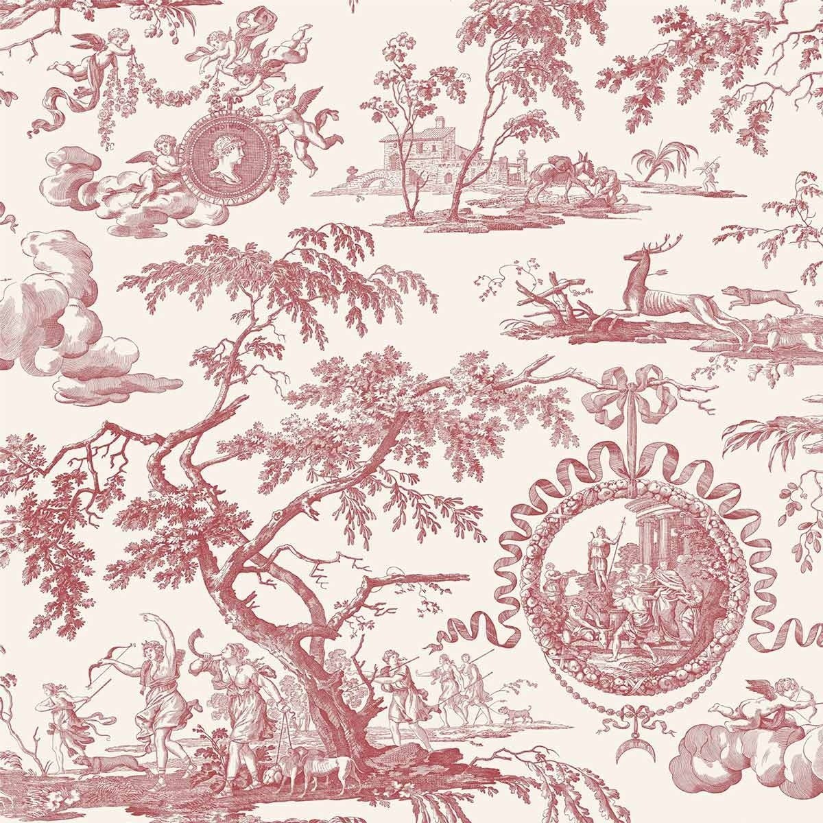 Chasse de Diane Wallpaper - Coral - Charles Burger - PP2427002 - Premier Wallcovering