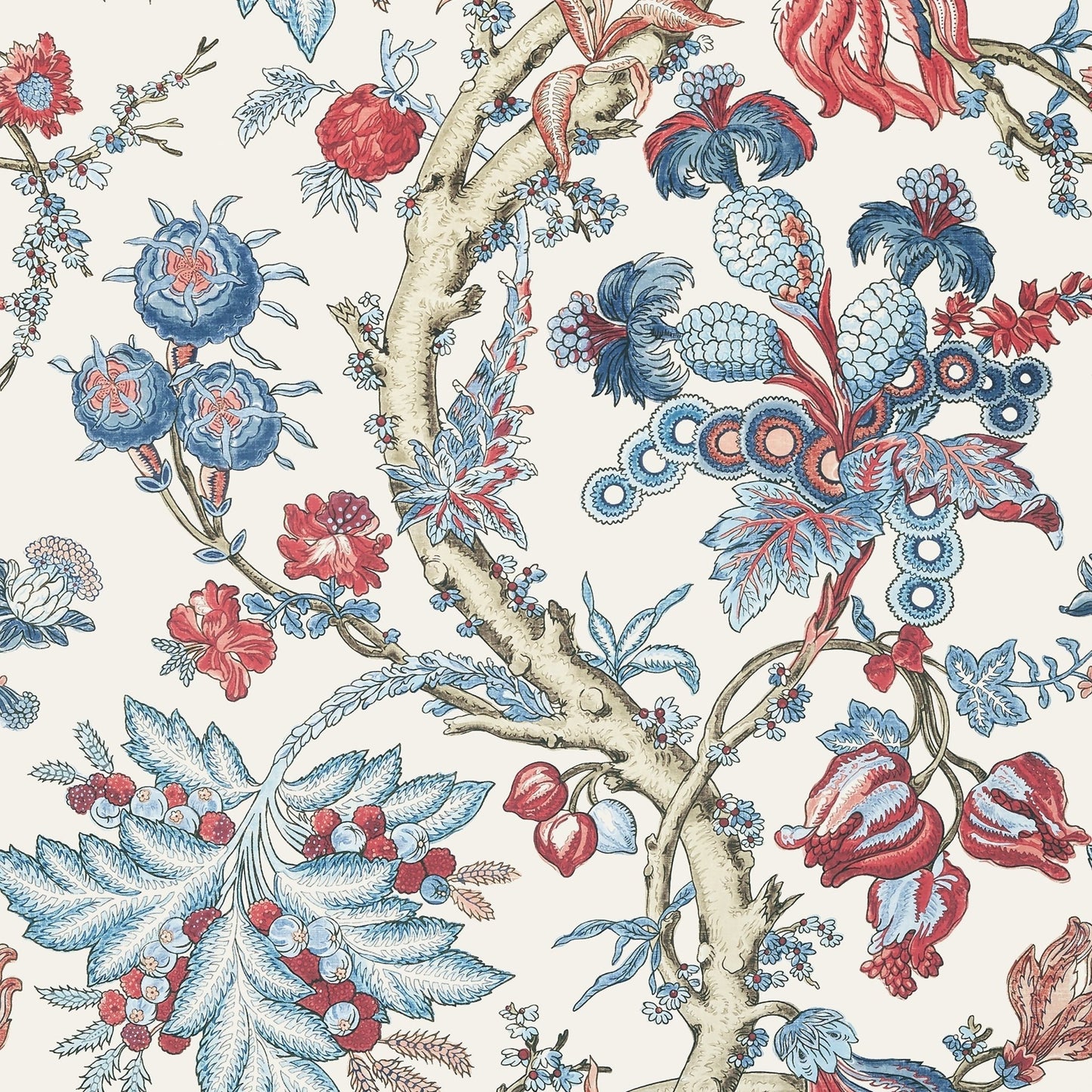 Chatelain Wallpaper - Blue & Red - Thibaut - T10845 - Premier Wallcovering