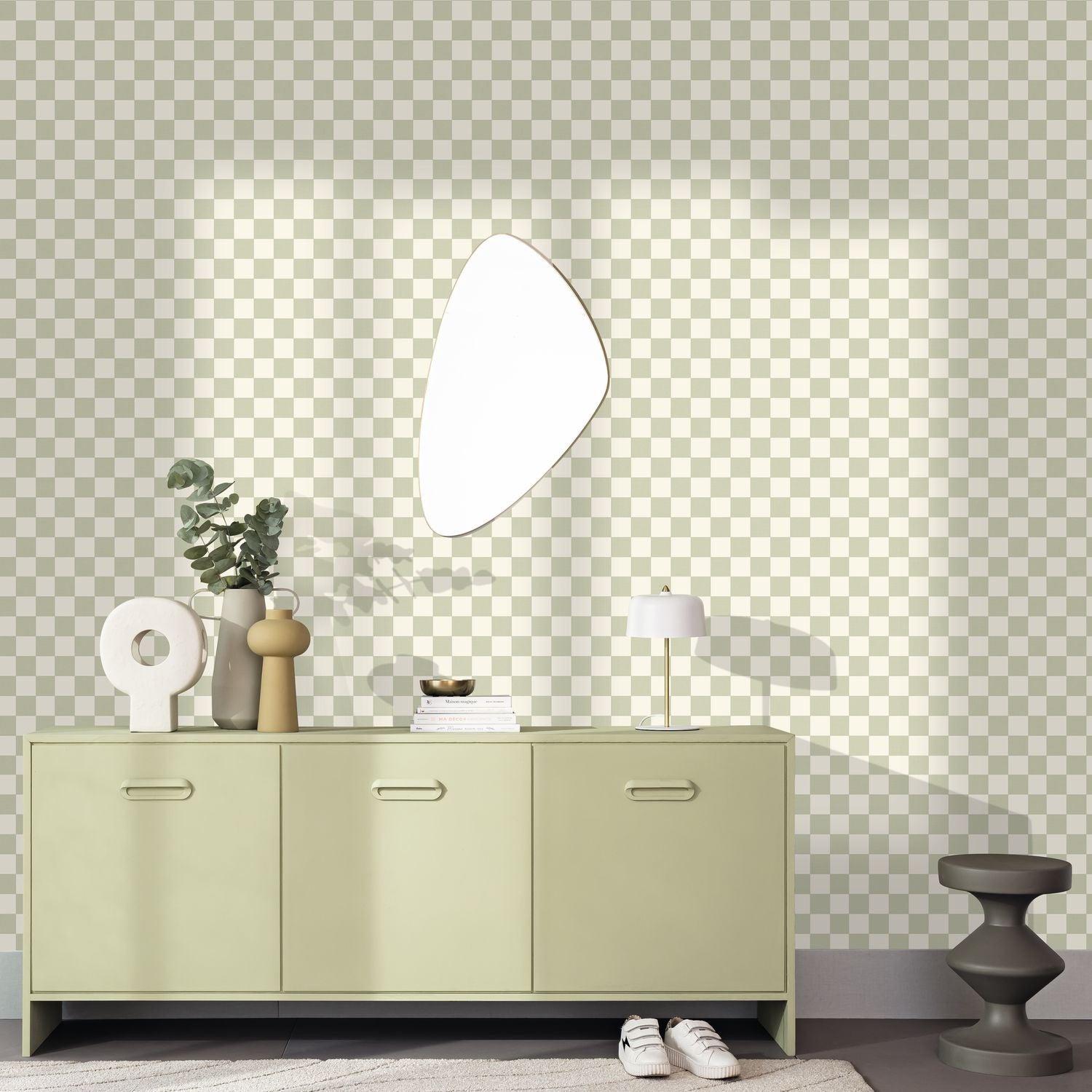 Checks Wallpaper - Vert amande - Caselio - 106747046 - Premier Wallcovering