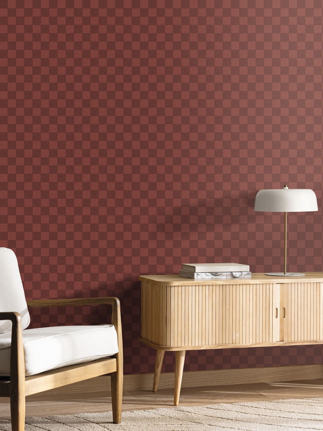 Checks Wallpaper - Bordeaux - Caselio - 106748080 - Premier Wallcovering
