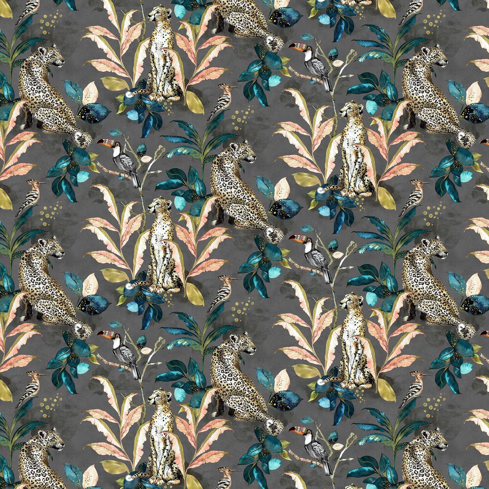 Cheetah Wallpaper - Charcoal Grey - The Graduate Collection - LH1CHEWALGREY - Premier Wallcovering