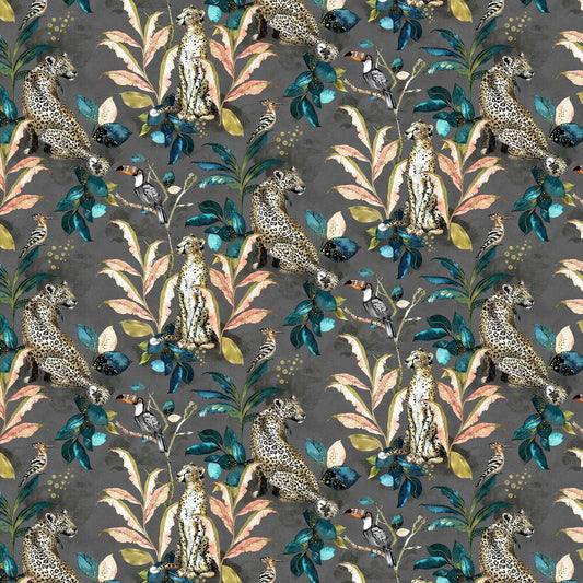 Cheetah Wallpaper - Charcoal Grey - The Graduate Collection - LH1CHEWALGREY - Premier Wallcovering