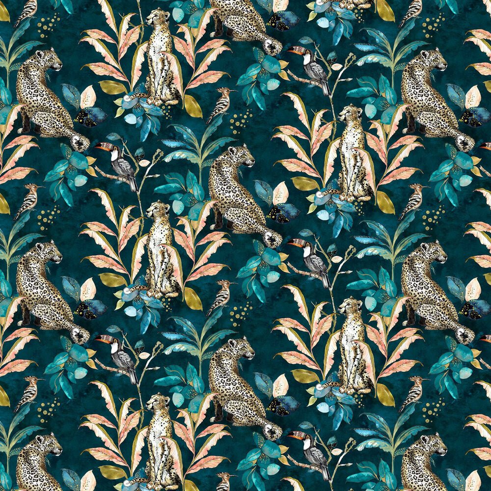 Cheetah Wallpaper - Teal - The Graduate Collection - LH1CHEWALTEA - Premier Wallcovering