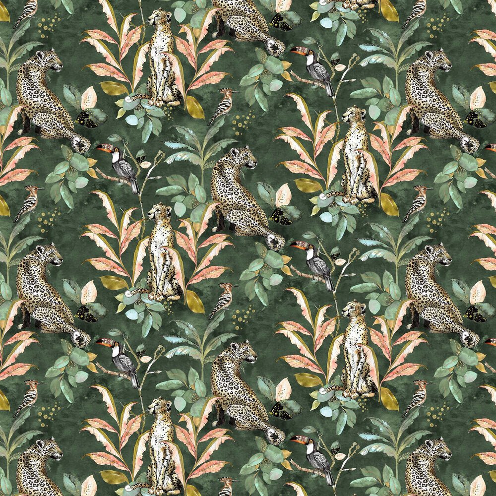 Cheetah Wallpaper - Green - The Graduate Collection - LH1CHEWALGRE - Premier Wallcovering