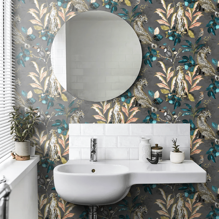 Cheetah Wallpaper - Charcoal Grey - The Graduate Collection - LH1CHEWALGREY - Premier Wallcovering