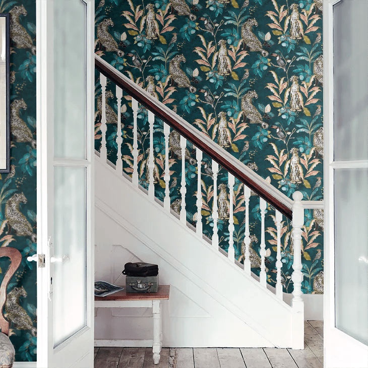 Cheetah Wallpaper - Teal - The Graduate Collection - LH1CHEWALTEA - Premier Wallcovering