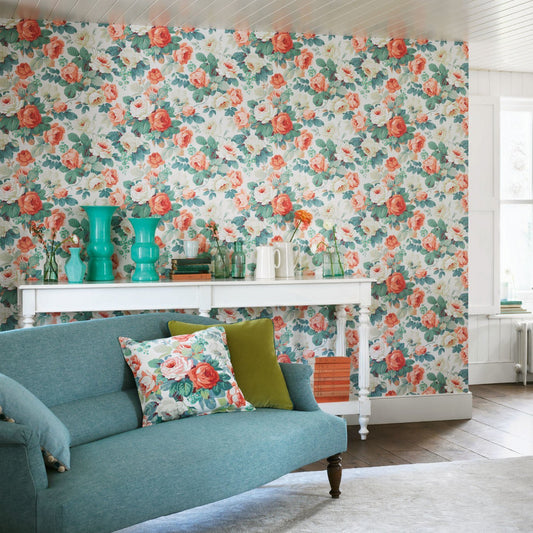 Chelsea Wallpaper - Pink/Celadon - DVIN214604 - Sanderson - Premier Wallcovering