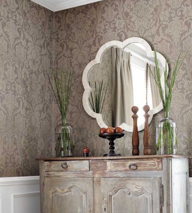 Cheryl Wallpaper - Cream on Metallic Champagne - Thibaut - T10010 - Premier Wallcovering