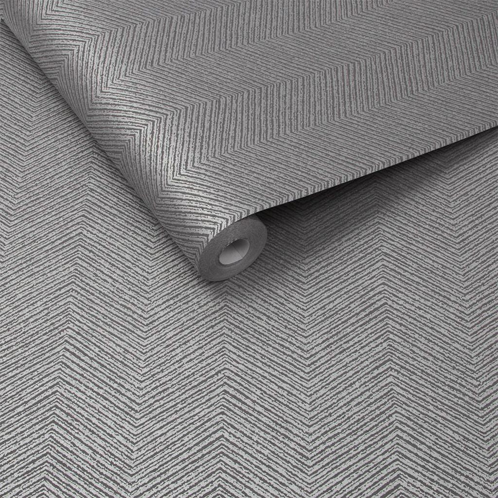 Chevron Texture Wallpaper - Silver - Graham & Brown - 104749 - Premier Wallcovering