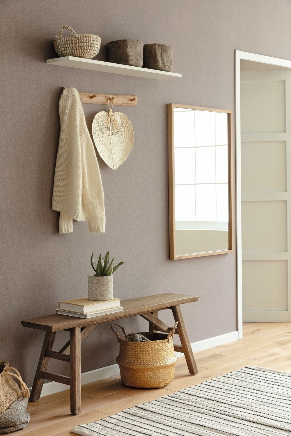 Chevron Uni Wallpaper - Taupe Beige - Caselio - 102222010 - Premier Wallcovering