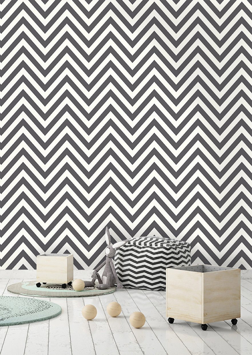 Chevron Wallpaper - Black and White - Holden Décor - 12574 - Premier Wallcovering