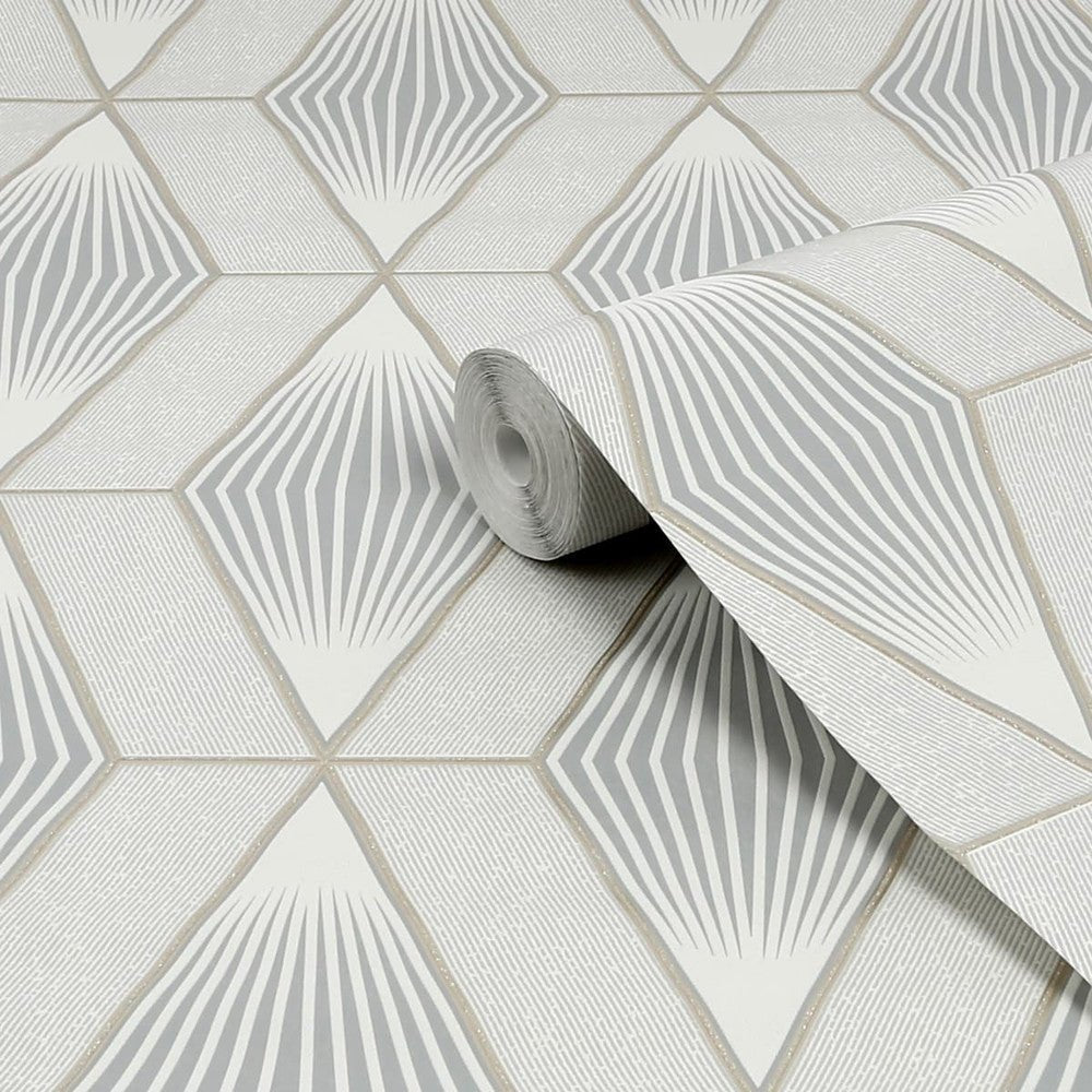 Chicago Geo Wallpaper - Grey - Superfresco Easy - 122640 - Premier Wallcovering
