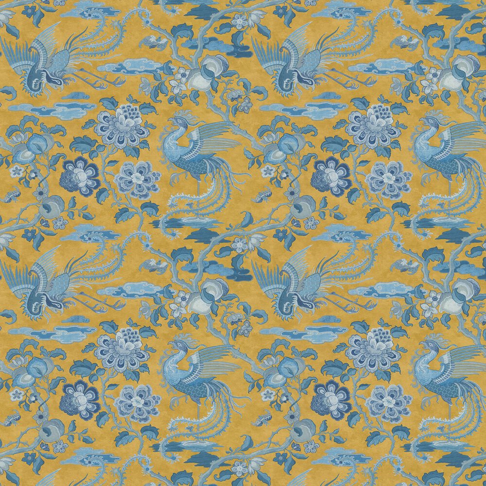 Chifu Wallpaper - Teal / Ochre - GP & J Baker - BW45087/4 - Premier Wallcovering