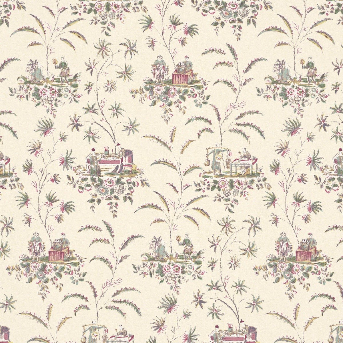 Chinese Figures Wallpaper - Summer - Warner House - Premier Wallcovering