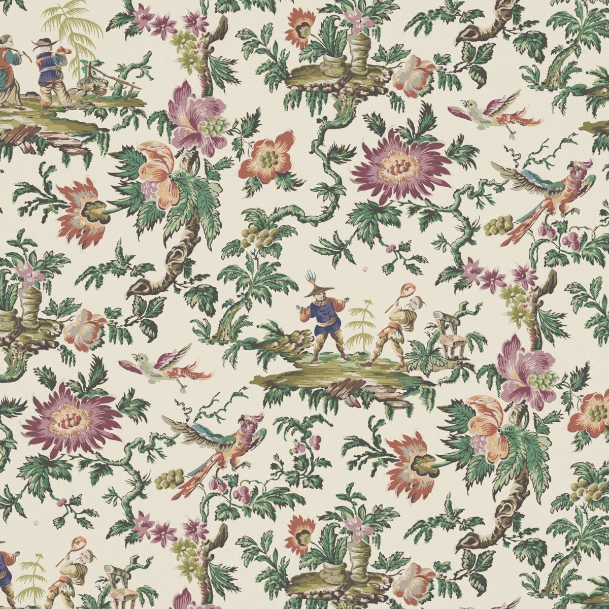Chinese Garden Wallpaper - Stone - Warner House - Premier Wallcovering