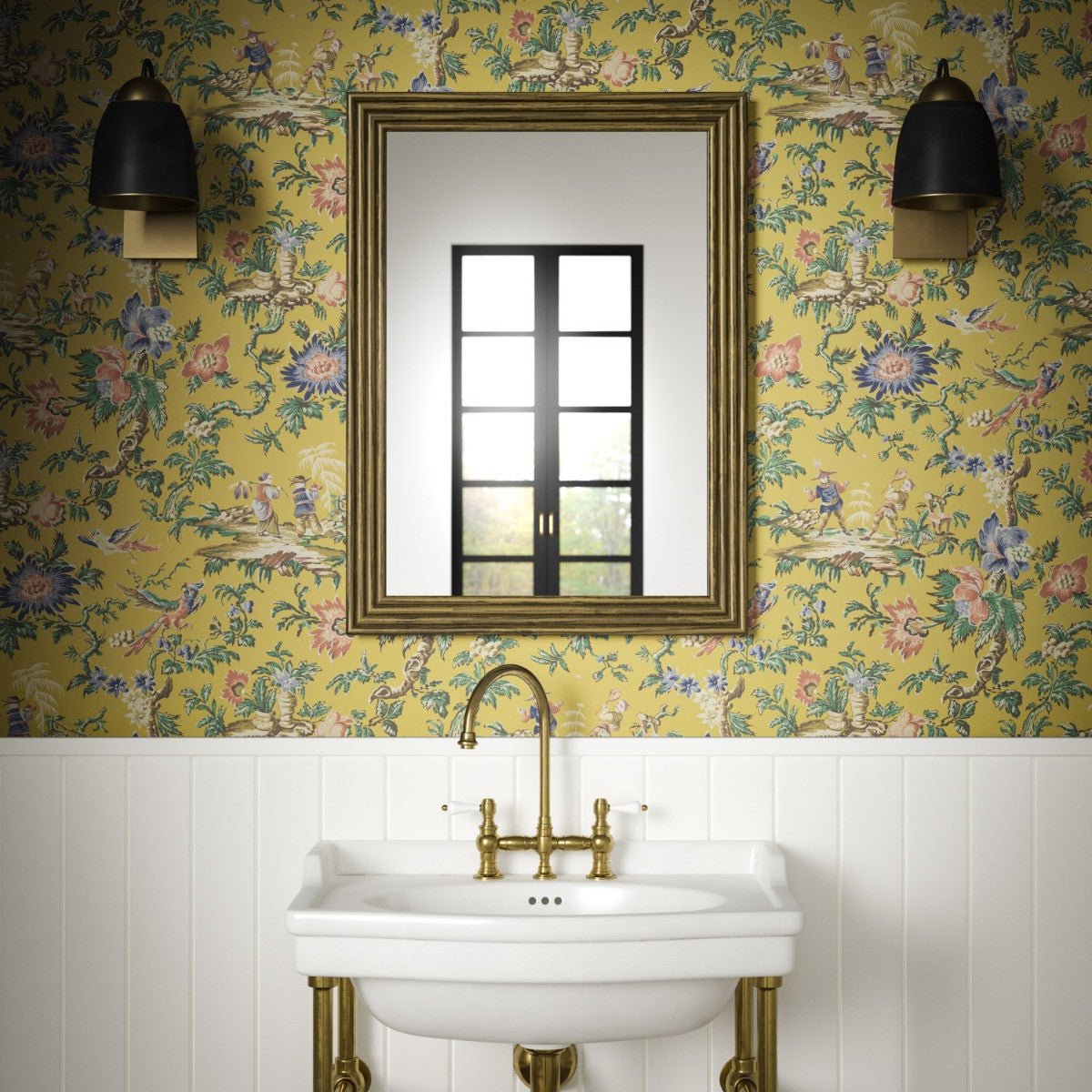 Chinese Garden Wallpaper - Ochre - Warner House - Premier Wallcovering