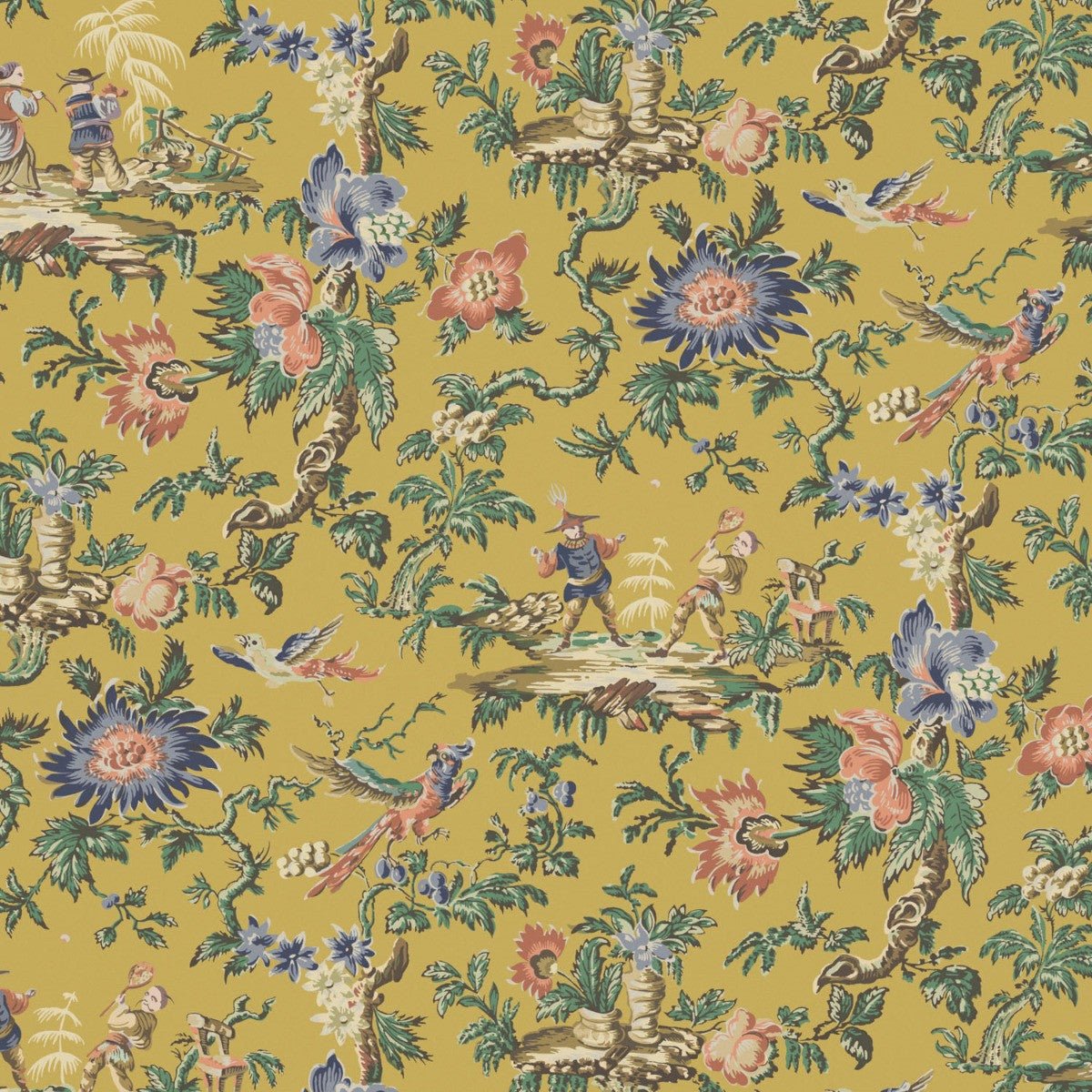 Chinese Garden Wallpaper - Ochre - Warner House - Premier Wallcovering