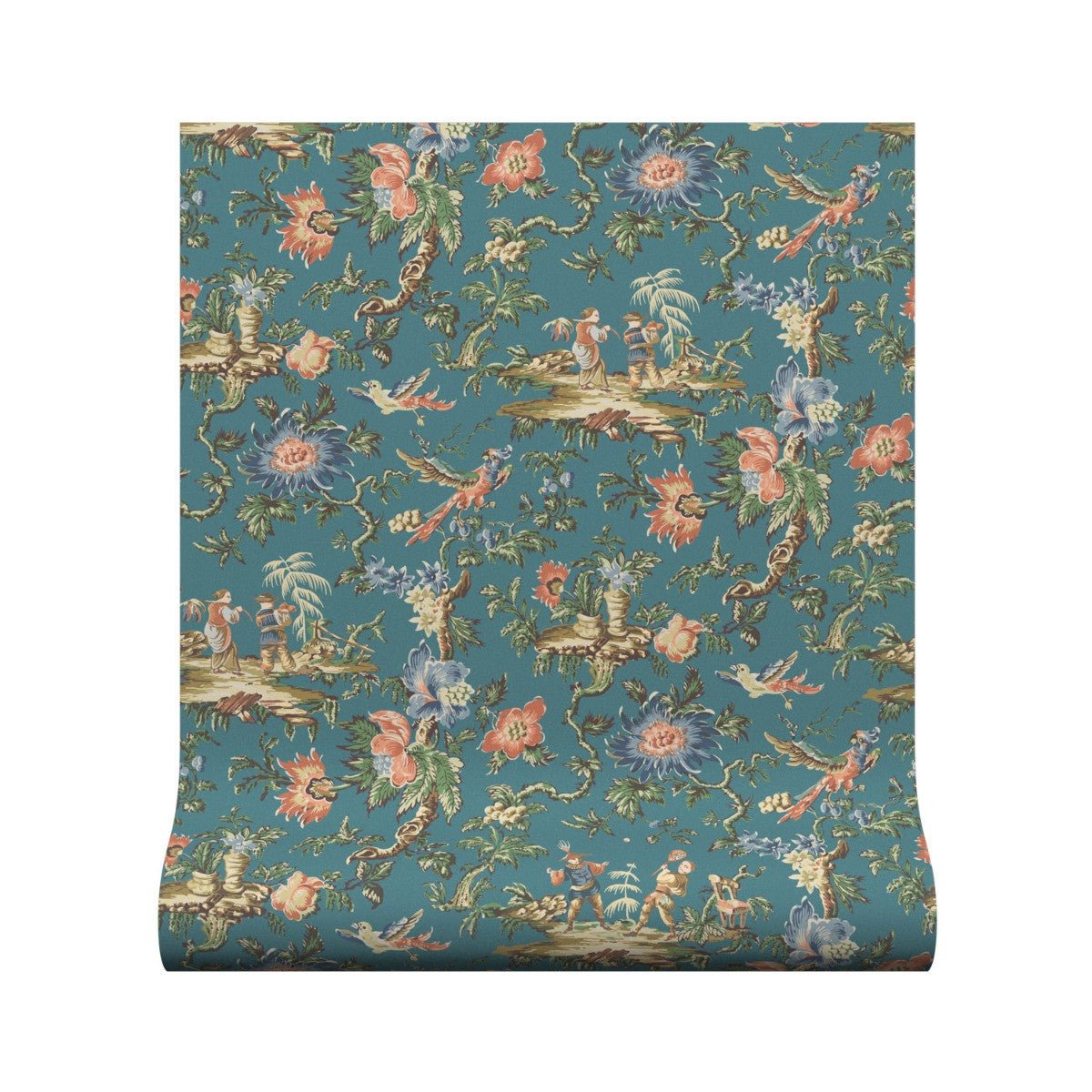 Chinese Garden Wallpaper - Teal - Warner House - Premier Wallcovering