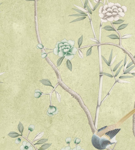 Chinoiserie Onism Fabric - Olive Green - Woodchip & Magnolia - WMF - 454 - 07VD - Premier Wallcovering