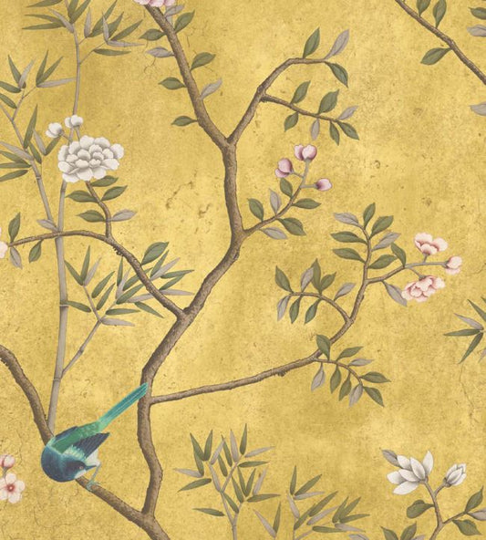 Chinoiserie Onism Fabric - Old Gold - Woodchip & Magnolia - WMF - 454 - 01VD - Premier Wallcovering