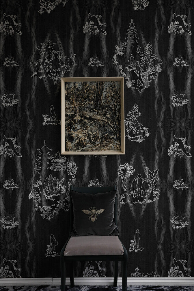 Chinoiserie Scenic Wallpaper - Peppercorn - Timorous Beasties - TB/CNSC/ENW/06 - Premier Wallcovering