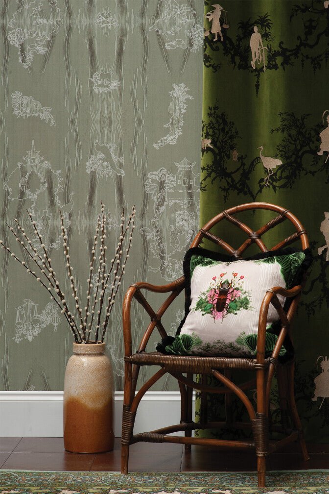 Chinoiserie Scenic Wallpaper - Olivine - Timorous Beasties - TB/CNSC/ENW/02 - Premier Wallcovering