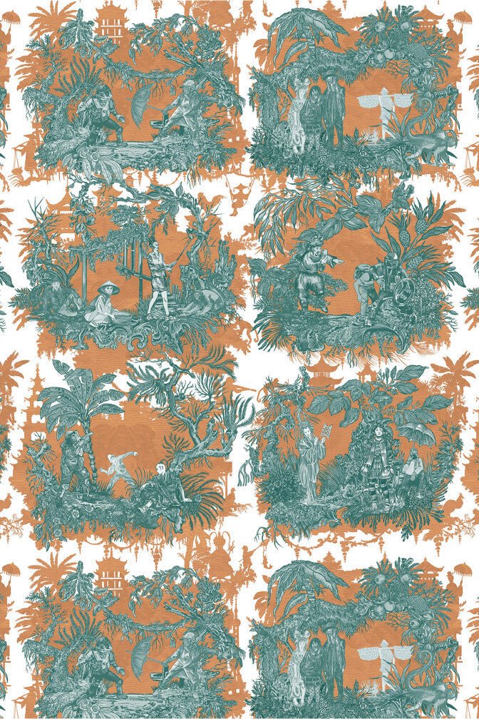 Chinoiserie Toile Wallpaper - Nasturtium - Timorous Beasties - TB/CTOILE/LALQ/02 - Premier Wallcovering