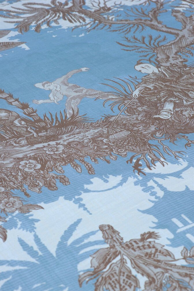 Chinoiserie Toile Wallpaper - Ice Blue Latte - Timorous Beasties - TB/CTOILE/LALQ/01 - Premier Wallcovering
