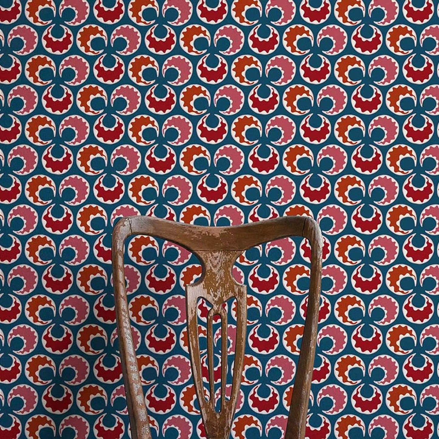 Chintamani Fun Wallpaper - Blue and Red - Ottoline - W/CHINF/103/1 - Premier Wallcovering