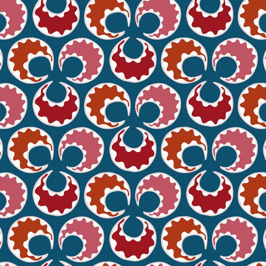 Chintamani Fun Wallpaper - Blue and Red - Ottoline - W/CHINF/103/1 - Premier Wallcovering