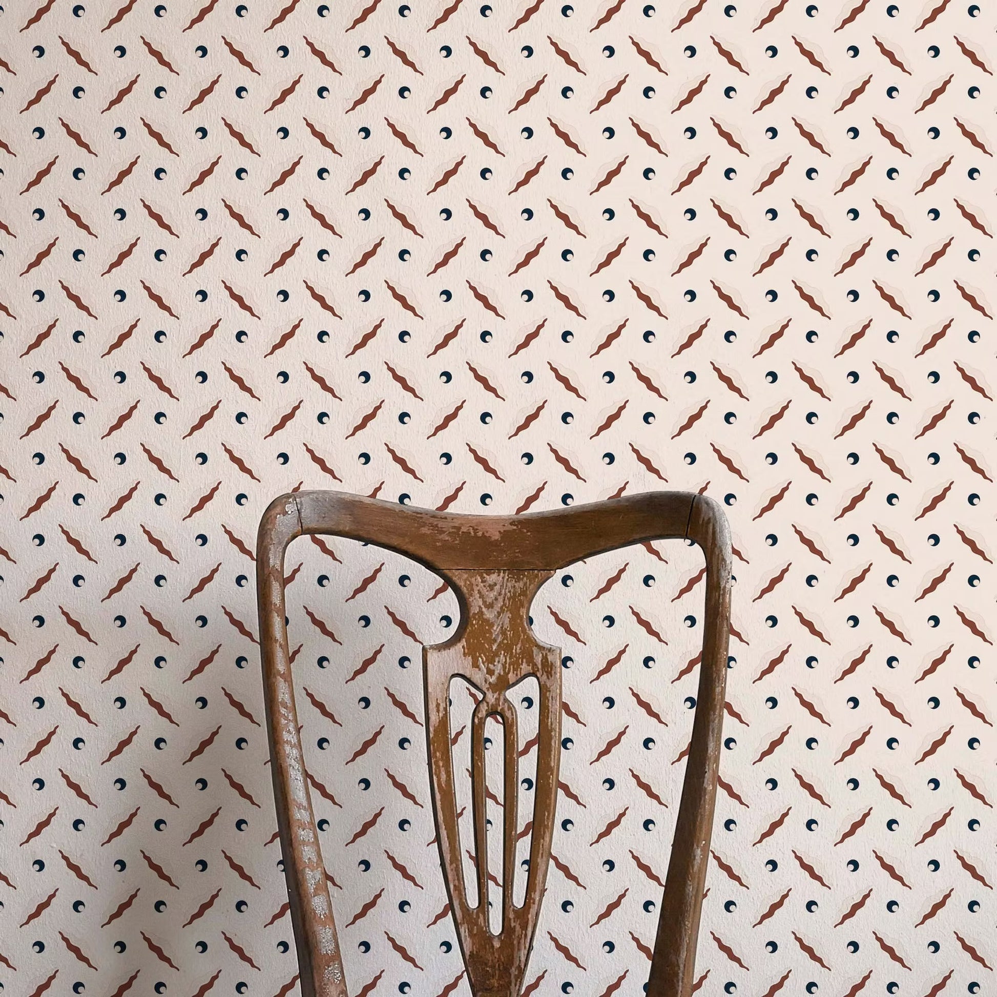 Chintamani Trellis Wallpaper - Brown and Navy Blue - Ottoline - W/CHIN TR/102/2 - Premier Wallcovering