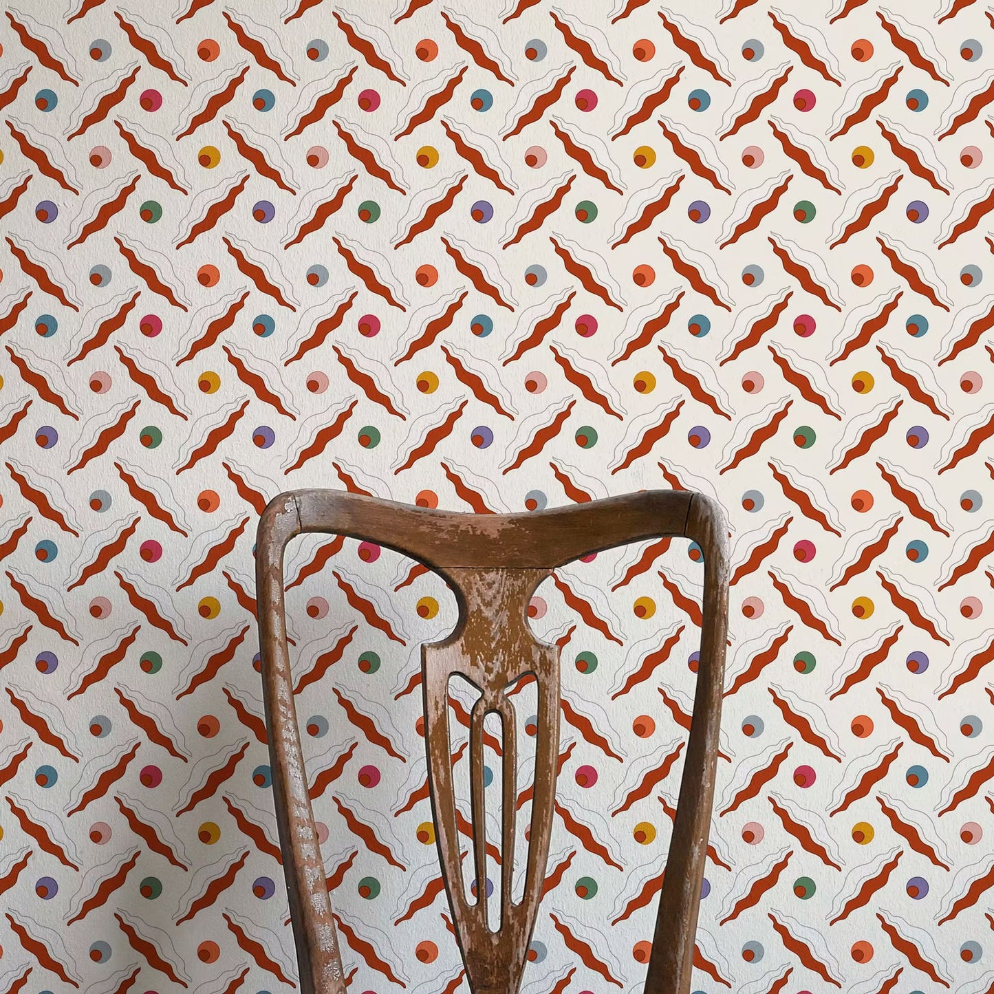 Chintamani Trellis Wallpaper - Rusty Orange - Ottoline - W/CHIN TR/102/4 - Premier Wallcovering