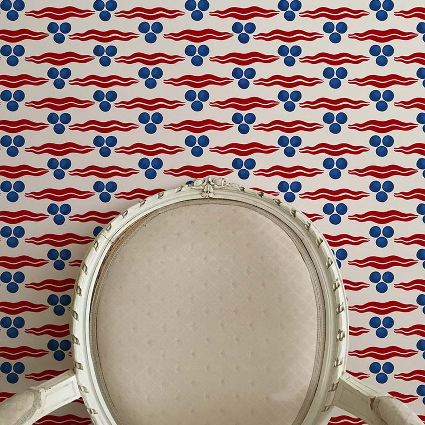 Chintamani Wallpaper - White / Red / Blue - Ottoline - W/CHIN/101/1 - Premier Wallcovering