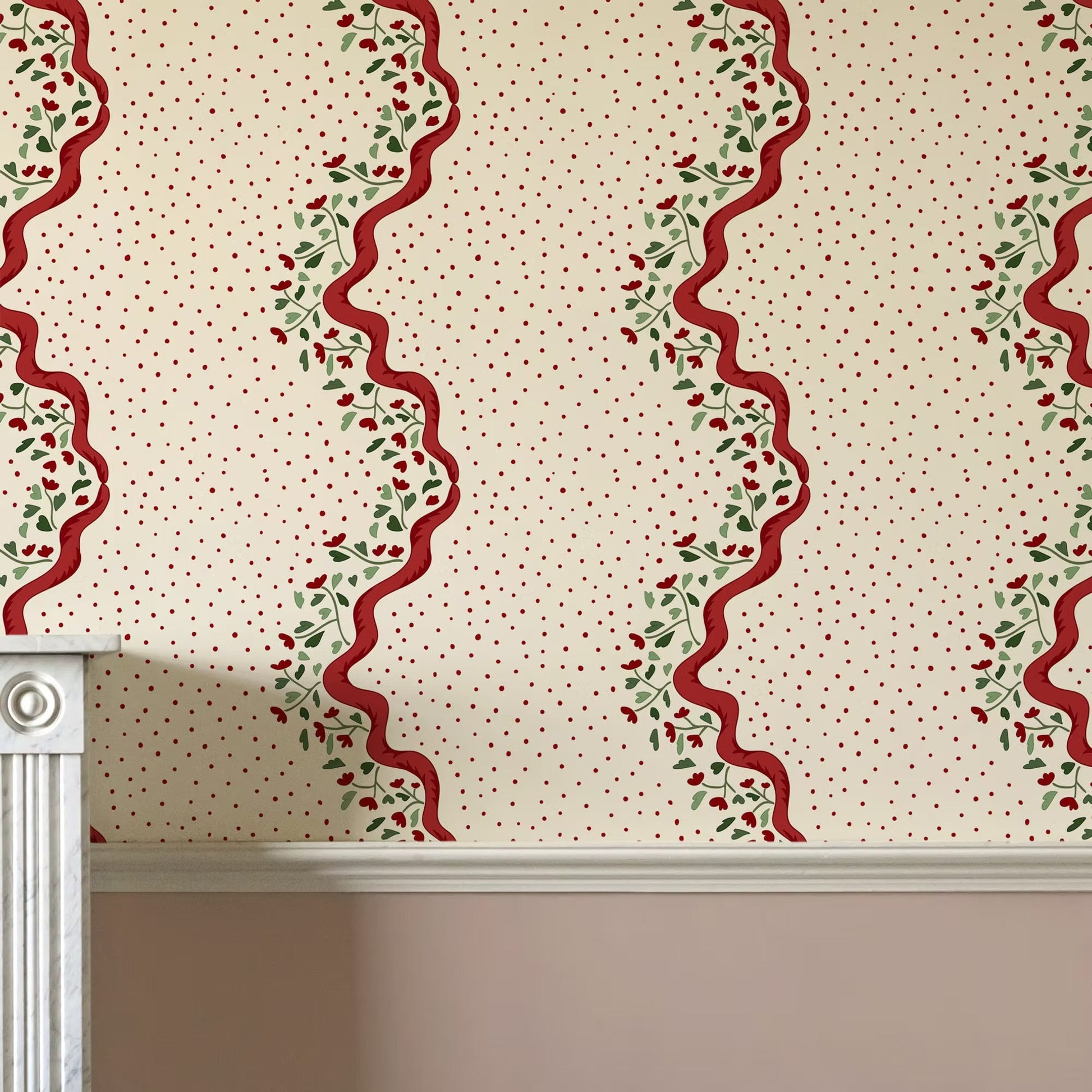 Chintz Caroline Wallpaper - Red - Ottoline - W/CHINZC/101/1 - Premier Wallcovering