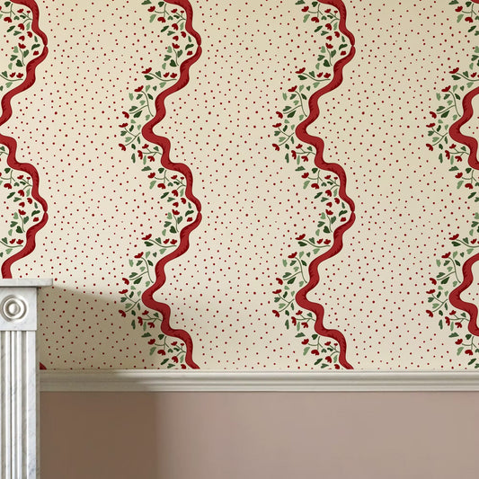 Chintz Caroline Wallpaper - Red - Ottoline - W/CHINZC/101/1 - Premier Wallcovering