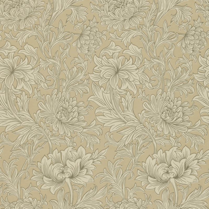 Chrysanthemum Toile Wallpaper - Ivory/Gold - Morris & Co - 210417 - Premier Wallcovering