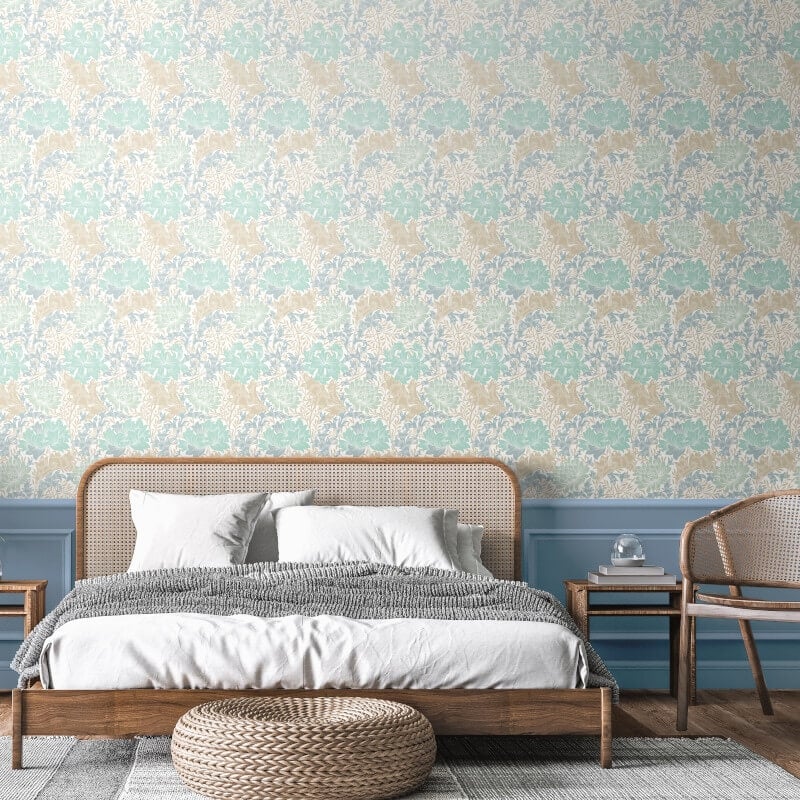 Chrysanthemum Wallpaper - Duckegg Blue - Hoopla Walls - HWA1119W - Premier Wallcovering