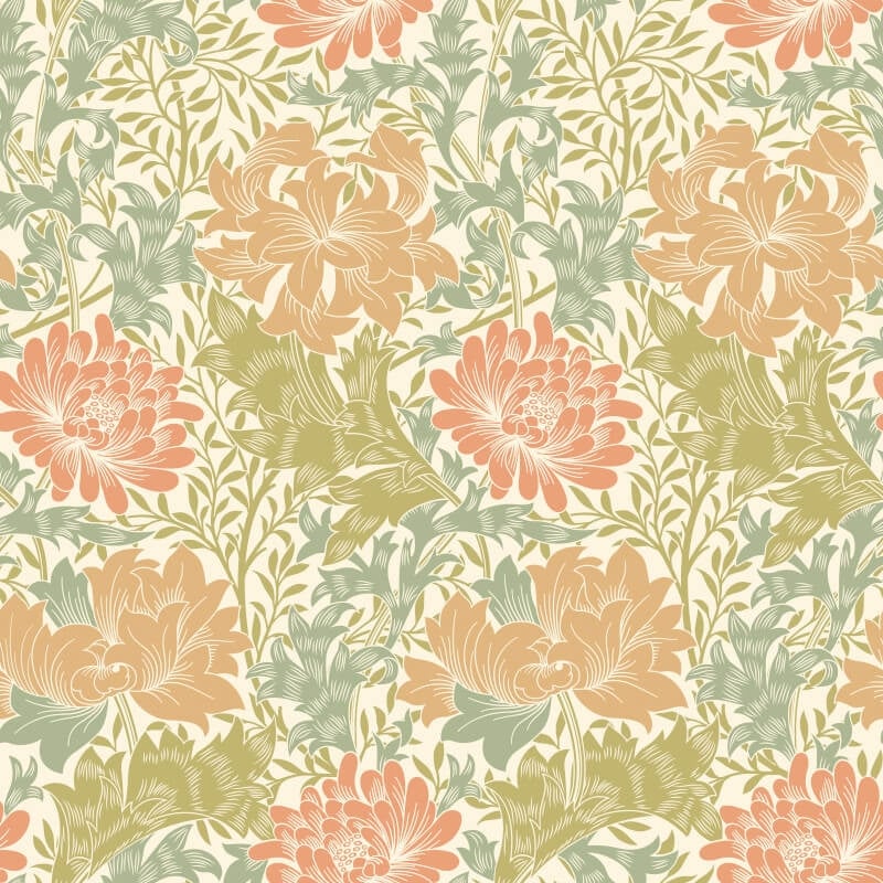 Chrysanthemum Wallpaper - Sage/Amber - Hoopla Walls - HWA1125W - Premier Wallcovering