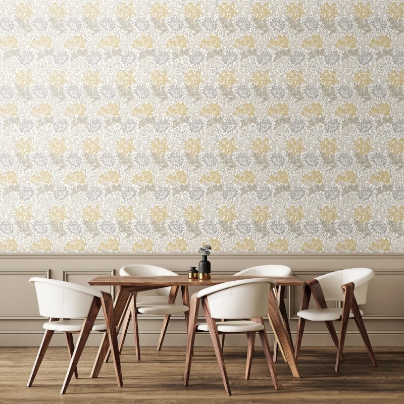 Chrysanthemum Wallpaper - Natural Stone - Hoopla Walls - HWA1120W - Premier Wallcovering