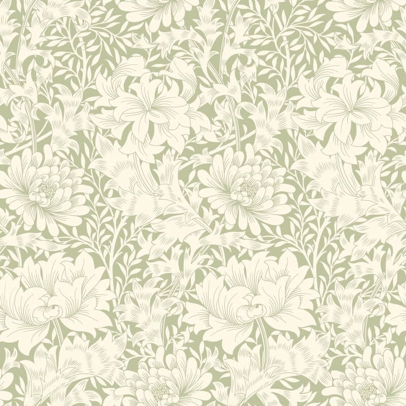 Chrysanthemum Wallpaper - Sage Green - Hoopla Walls - HWA1115W - Premier Wallcovering