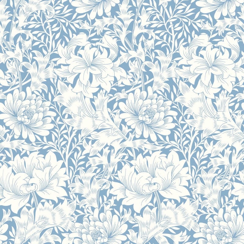 Chrysanthemum Wallpaper - Wedgewood Blue - Hoopla Walls - HWA1116W - Premier Wallcovering