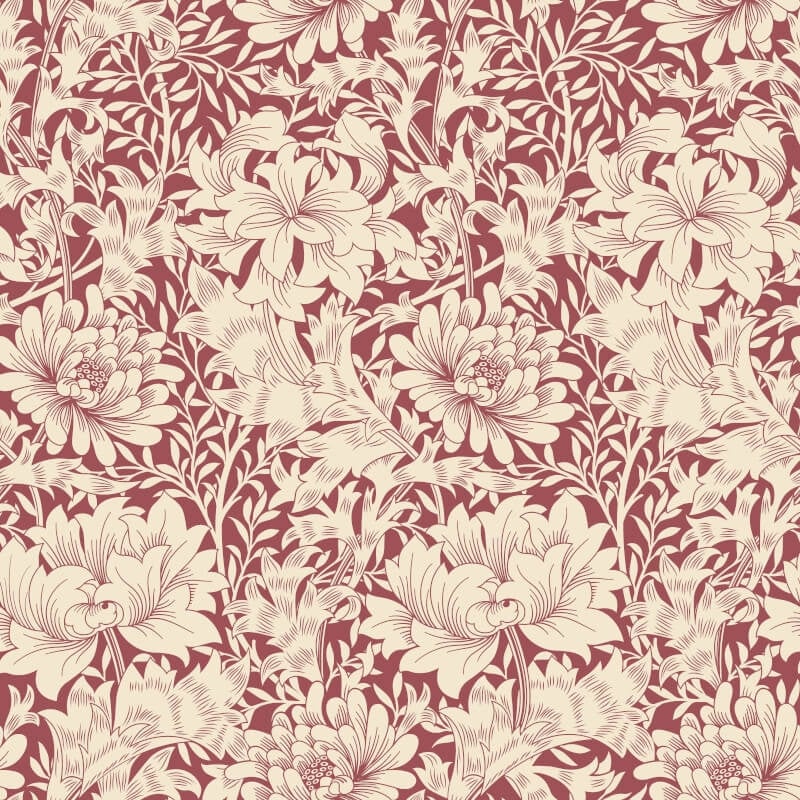 Chrysanthemum Wallpaper - Ruby Red - Hoopla Walls - HWA1122W - Premier Wallcovering