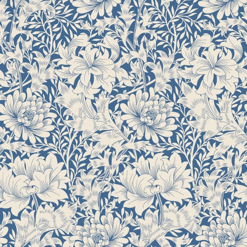 Chrysanthemum Wallpaper - Indigo Blue - Hoopla Walls - HWA1117W - Premier Wallcovering