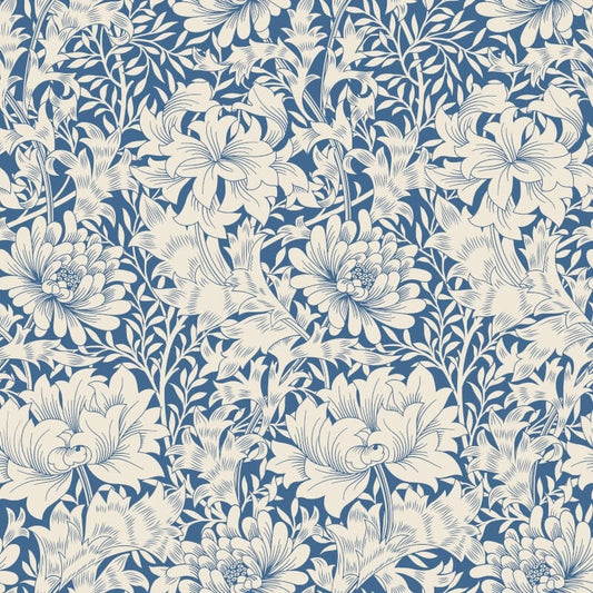 Chrysanthemum Wallpaper - Indigo Blue - Hoopla Walls - HWA1117W - Premier Wallcovering