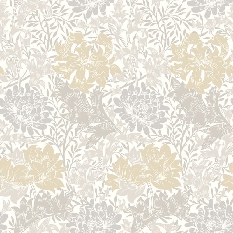 Chrysanthemum Wallpaper - Natural Stone - Hoopla Walls - HWA1120W - Premier Wallcovering