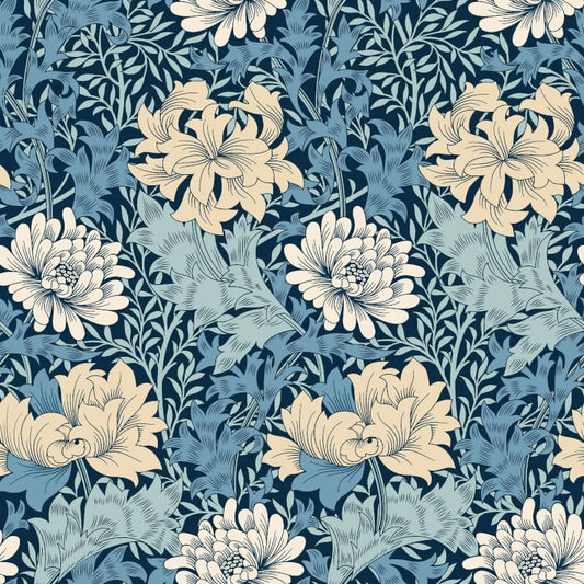 Chrysanthemum Wallpaper - Navy - Hoopla Walls - HWA1118W - Premier Wallcovering